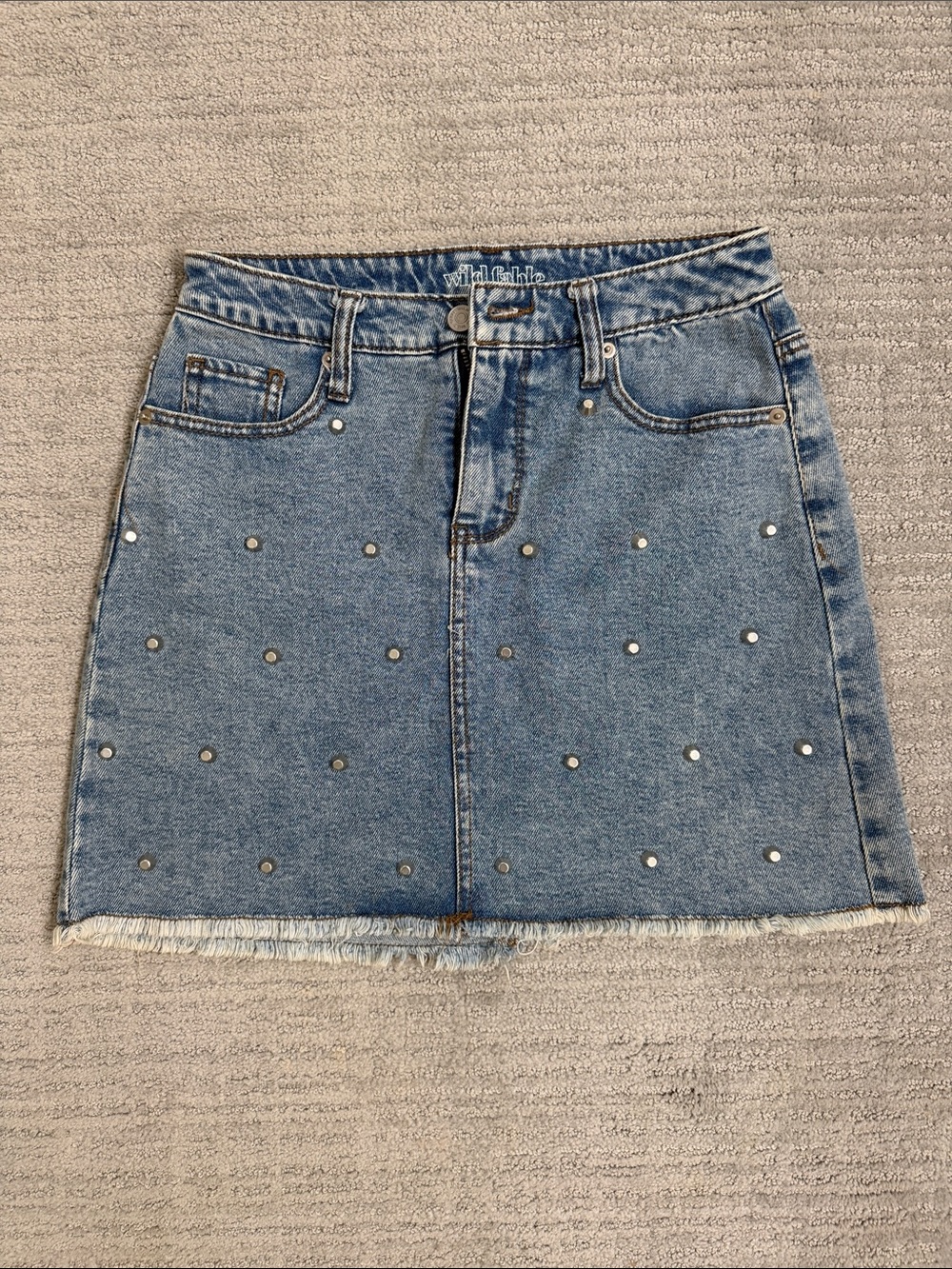 wild fable medium blue studded denim mini skirt